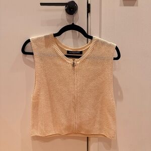 Glassworks London - Zip Detail Sleeveless Cropped Knit - Cream - XS
